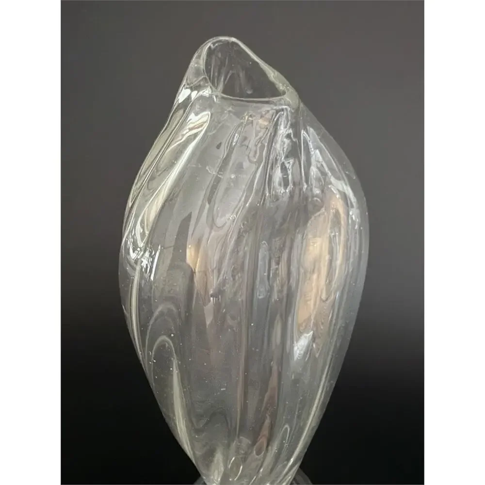 Loren Mauds Handblown Glass Vase Signed Swirl Art Glass 7.5 Inch Free Shipping